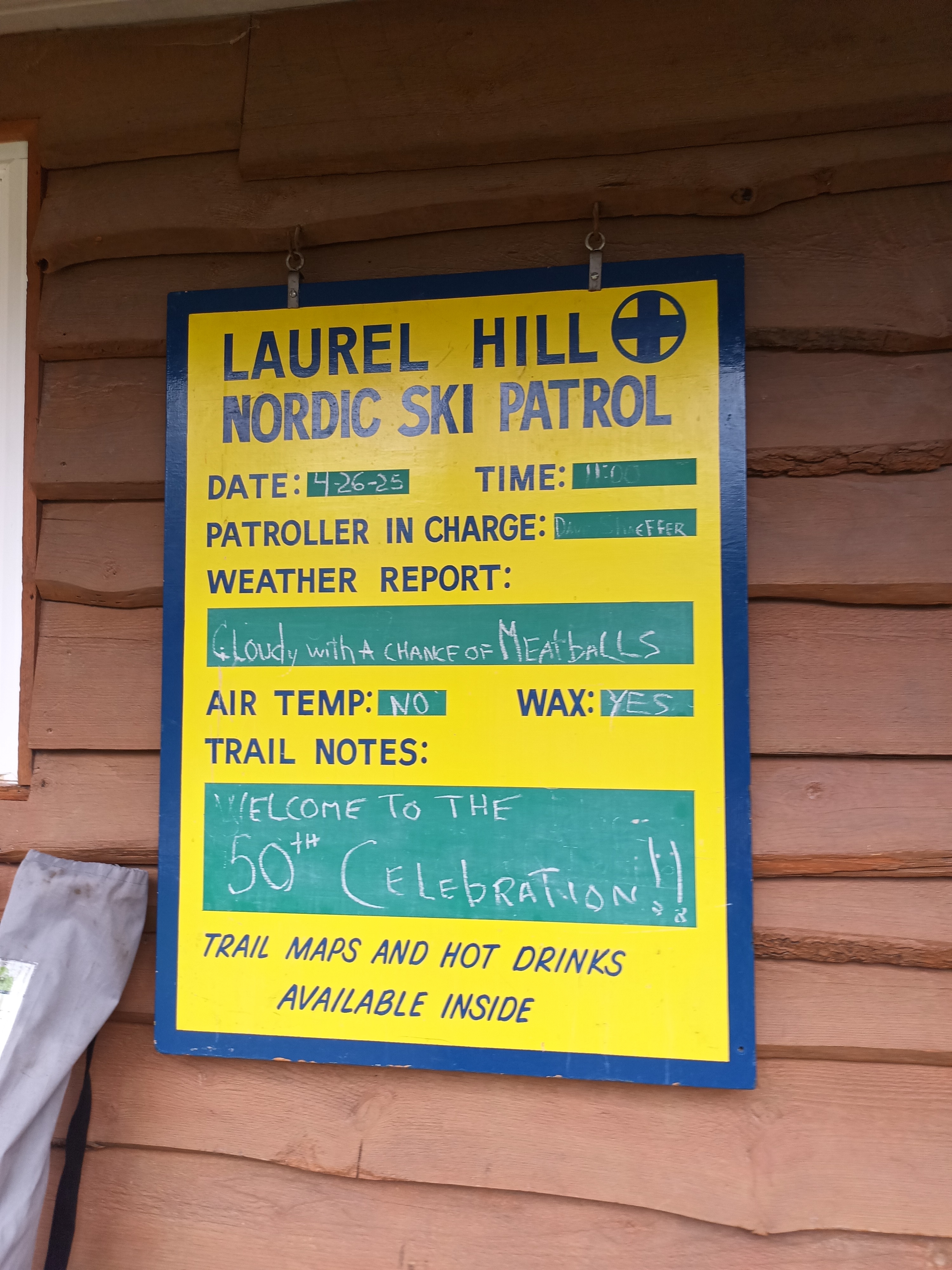 Ski patrol display board, 50th birthday celebrations